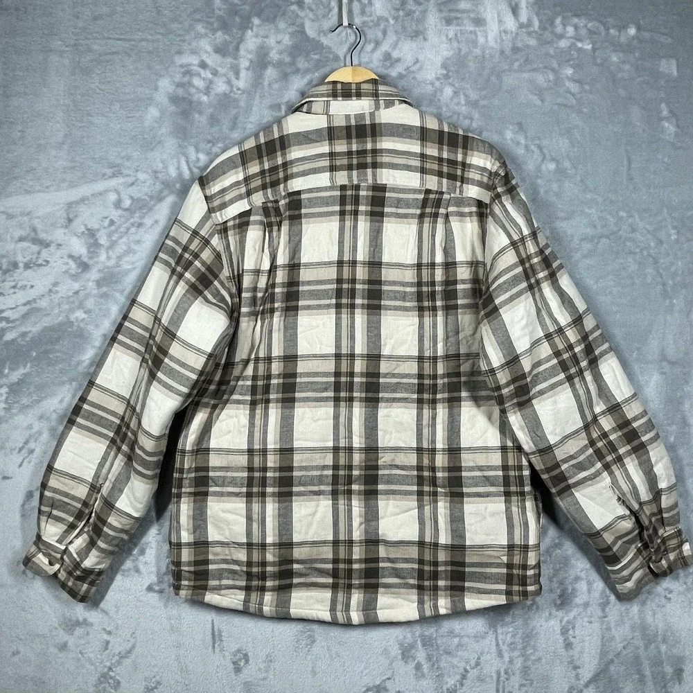 Wrangler Authentics Jacket Mens Medium Plaid Sherpa Lined Flannel Fleece Coat